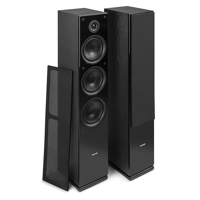 Fenton SHF80B Standlautsprecher, Paar, in Schwarz