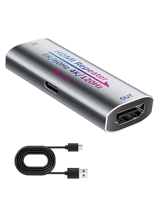KUYIA aktiver HDMI-2.1-Verstärker-Repeater mit USB-C-Strom
