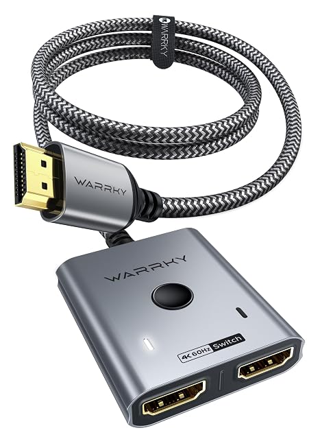 WARRKY bidirektionaler HDMI-Umschalter mit geflochtenem Kabel