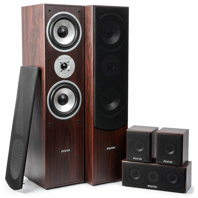 Fenton HF5W 5.0 Heimkino-Lautsprecherset in Braun