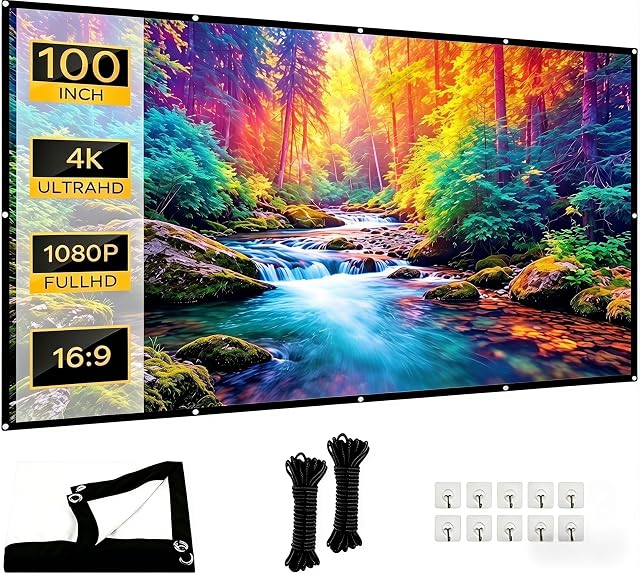 GETRWLBN faltbare 100-Zoll-Outdoor-Projektionsleinwand